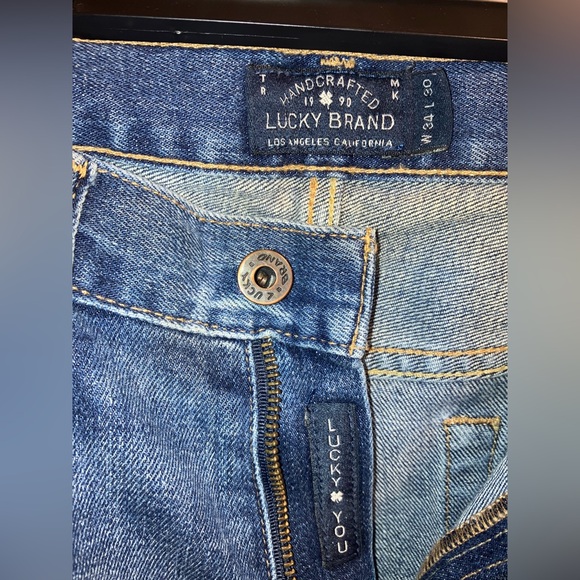 Lucky Brand Denim Jeans Heritage 121 Slim Long Eastvale Blue 34x30 Fade Whiskers - Picture 4 of 8